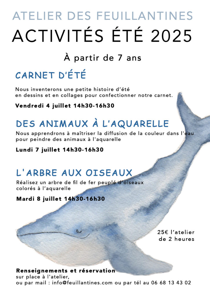 stage animaux aquarelle carnet d'été arbre aux oiseaux