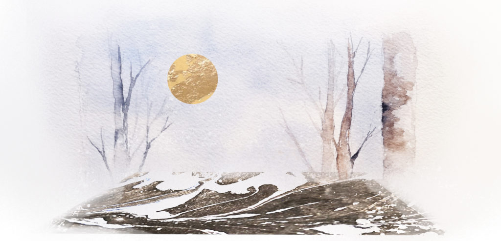 aquarelle hiver dimanche à l'atelier