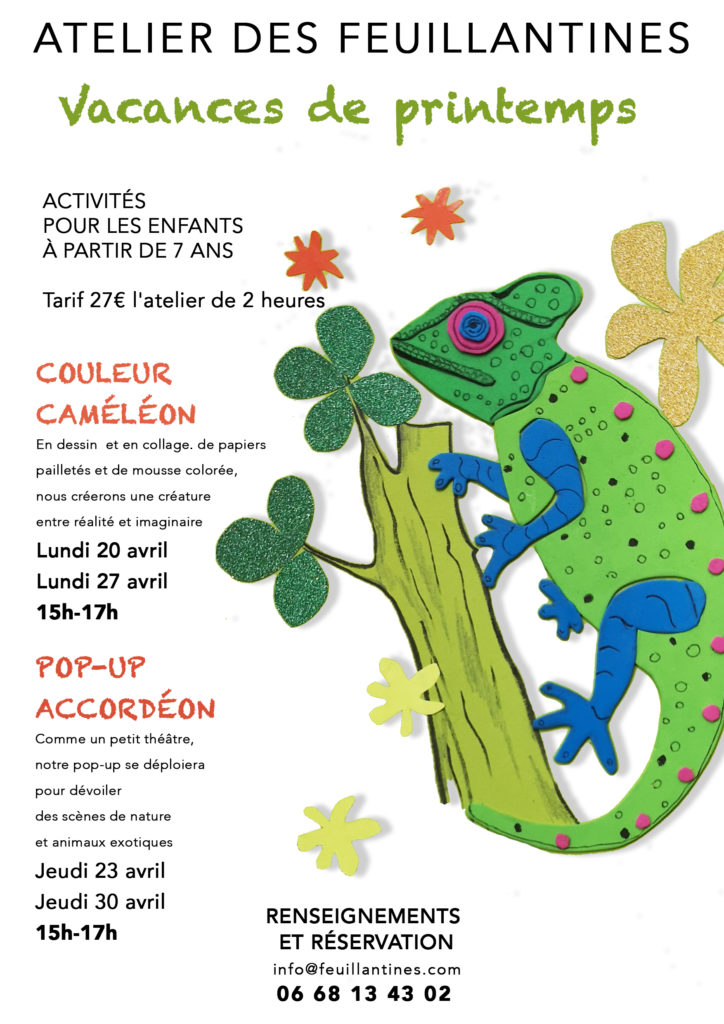 stage vacances de printemps couleur caméléon pop up accordéon